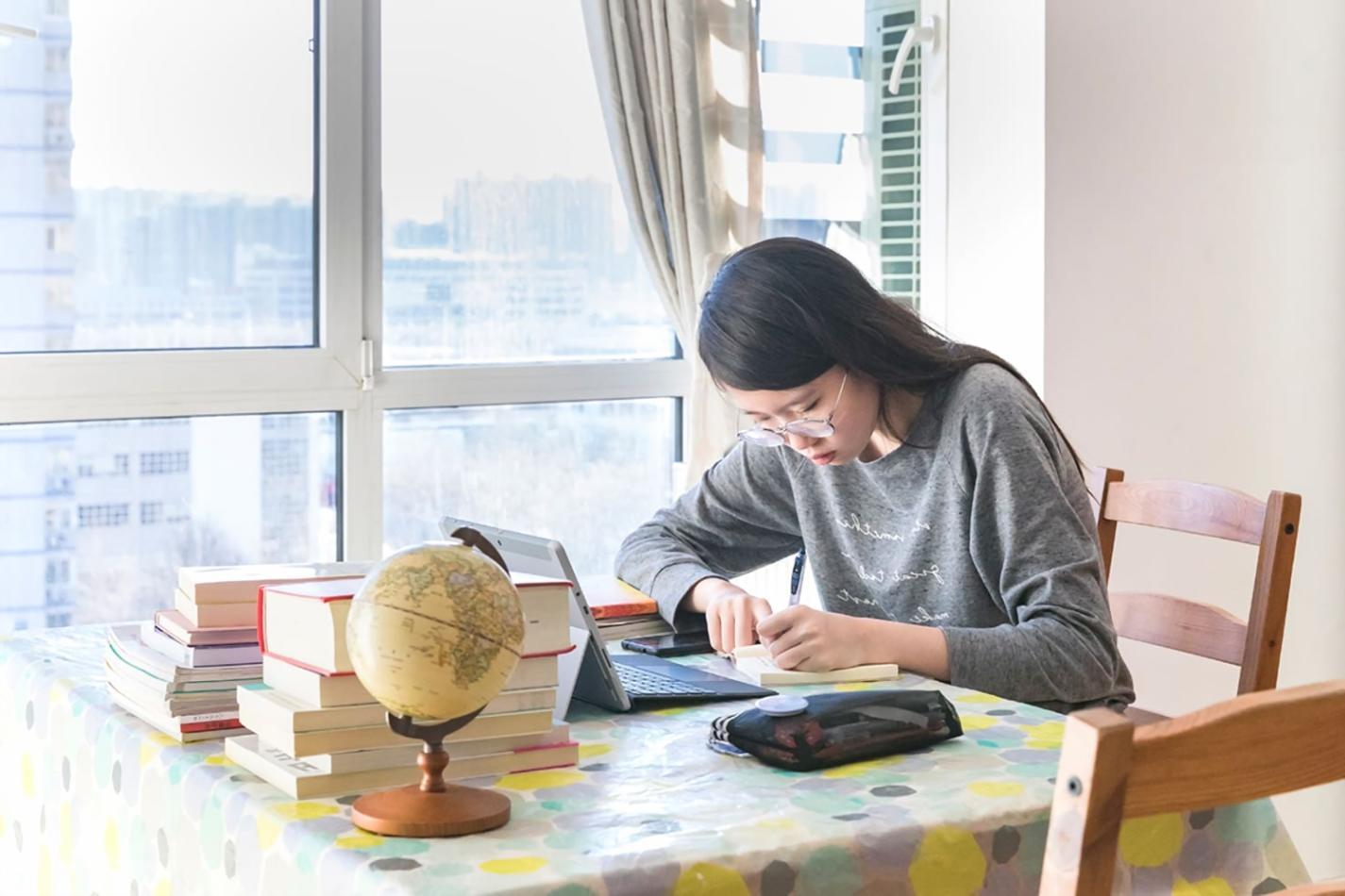 Arbeitsplatz mit Tagebuch und Reflexionsmaterialien